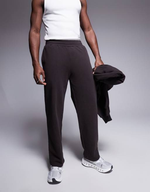 4505 Icon heavyweight cotton wide leg joggers with quick dry finish in washed brown, 2 of 5