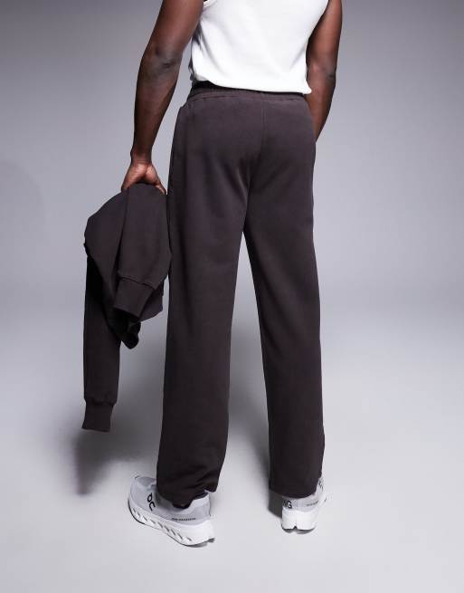 4505 Icon heavyweight cotton wide leg joggers with quick dry finish in washed brown, 3 of 5