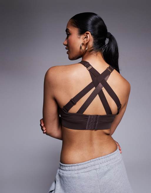 4505 Icon high support active sports bra with removable padding in French roast, 2 of 4