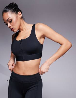 4505 Icon High Support Zip Front Sports Bra With Adjustable Straps And Removable Padding
