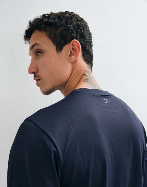 4505 Icon hurtigtørrende mesh langærmet trænings-T-shirt i marineblå, 2 af 5