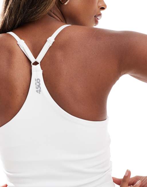 4505 - Icon - Hvid blød yoga-top med justerbare cami-stropper og indbygget BH, 2 af 4