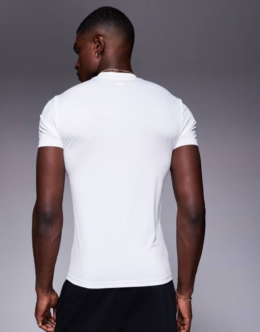 4505 - Icon - Hvid og tætsiddende trænings-t-shirt i hurtigttørrende materiale , 4 af 4