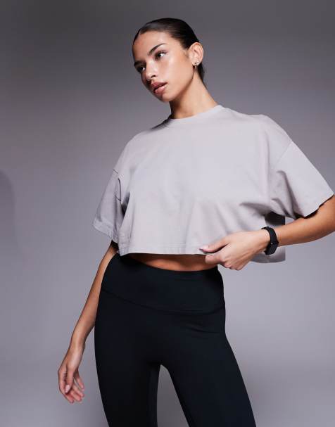 4505 Icon heavyweight cotton cropped t-shirt with quick dry finish in washed ash