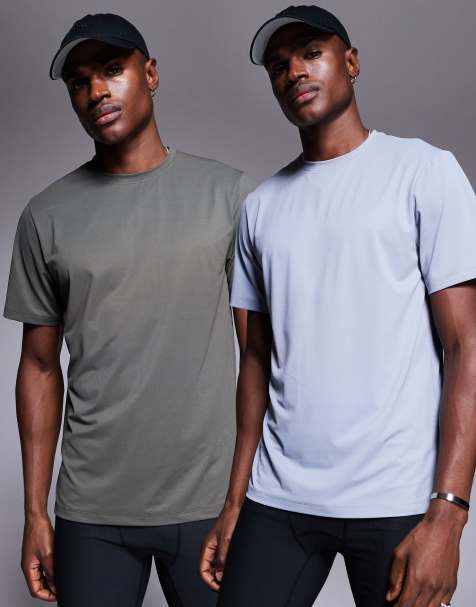 4505 – Icon – Kakifärgad och grå tränings-t-shirt i snabbtorkande material, 2-pack - view 1