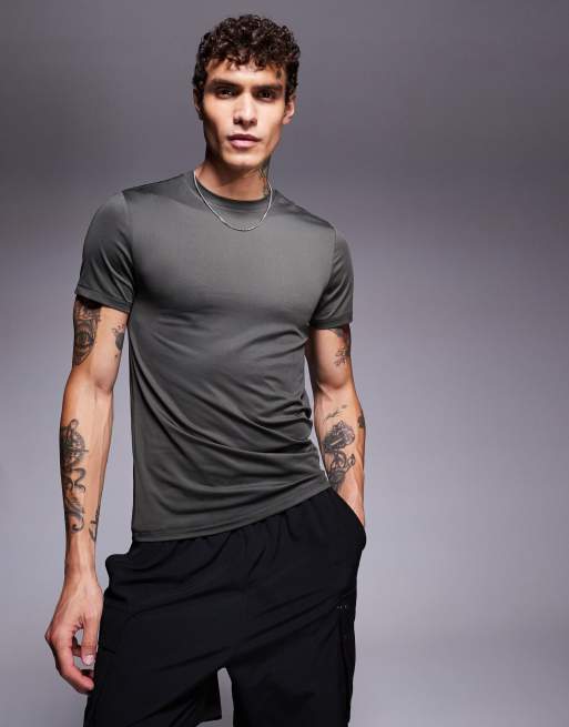 4505 - Icon - Kakigrøn tætsiddende hurtigttørrende trænings-T-shirt 