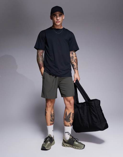 4505 - Icon - Kakigrønne hurtigttørrende 18-cm-træningsshorts med lynlåslommer, 4 af 5