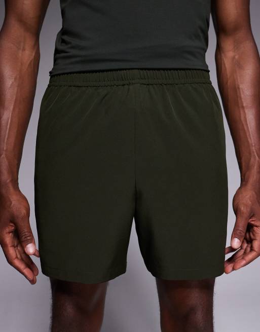 4505 - Icon - Kakigrønne hurtigttørrende træningsshorts på 13 cm med lynlåslommer, 4 af 5