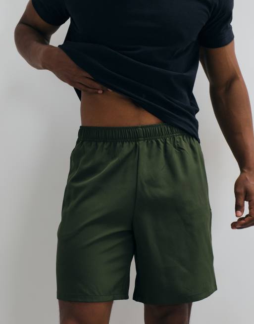 4505 - Icon - Kakigrønne hurtigttørrende træningsshorts på 13 cm med lynlåslommer, 3 af 5
