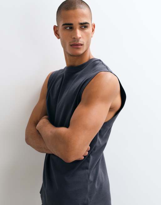 4505 Icon katoenen oversized trainingstanktop met sneldrogende afwerking in antracietgrijs, 4 van 5