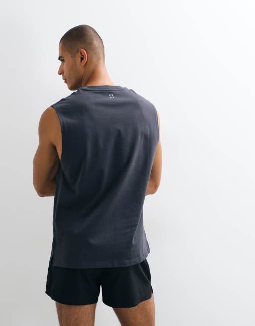 4505 Icon katoenen oversized trainingstanktop met sneldrogende afwerking in antracietgrijs, 5 van 5
