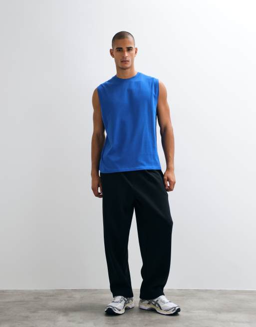 4505 Icon katoenen oversized trainingstanktop met sneldrogende afwerking in koningsblauw, 2 van 5