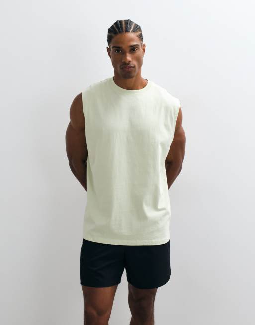 4505 Icon katoenen oversized trainingstanktop met sneldrogende afwerking in pistache, 3 van 5