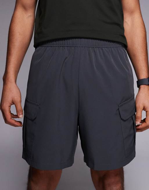 4505 - Icon - Koksgrå hurtigttørrende cargo-træningsshorts med lynlåslommer på 18 cm, 4 af 5