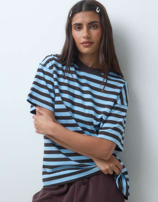 4505 Icon kraftig oversize-t-shirt i bomull med snabbtorkande finish i randigt, 2 av 5
