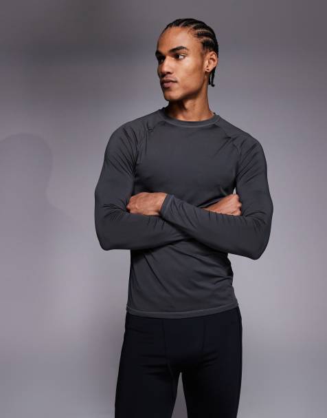 4505 – Icon – Langärmliges, körperbetontes, schnelltrocknendes Sport-Baselayer-Oberteil in Anthrazit  - view 1