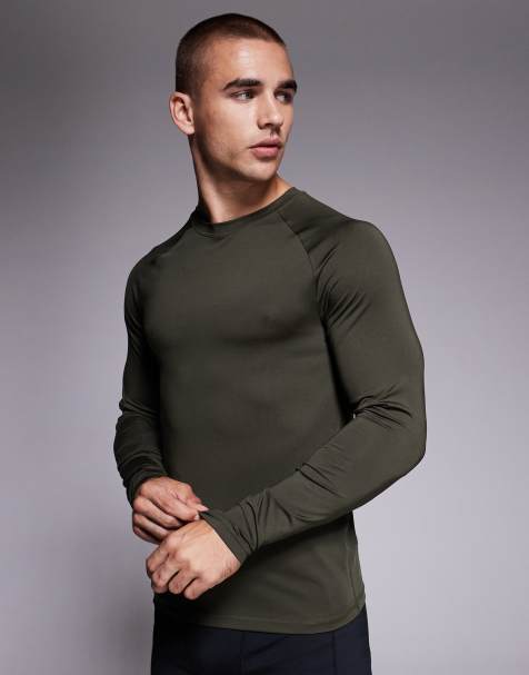 4505 – Icon – Langärmliges, körperbetontes, schnelltrocknendes Sport-Baselayer-Oberteil in Khaki - view 1