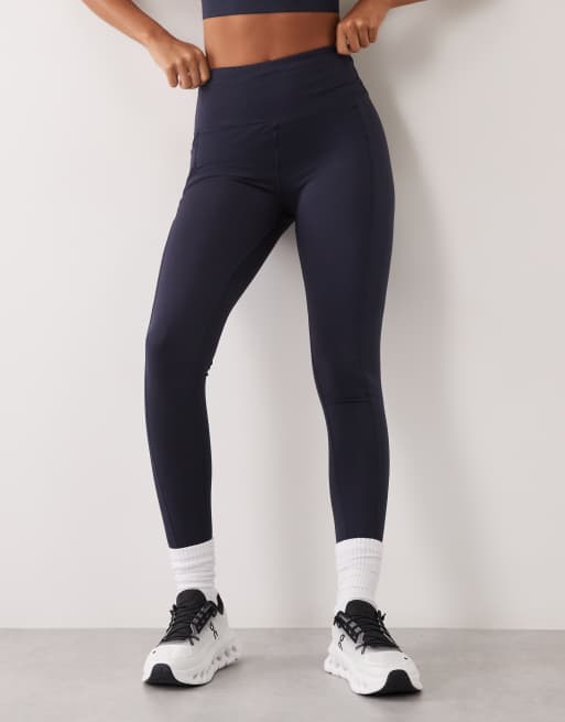4505 Icon legging de running active à taille nouée avec poche téléphone en bleu marine, 2 de 5