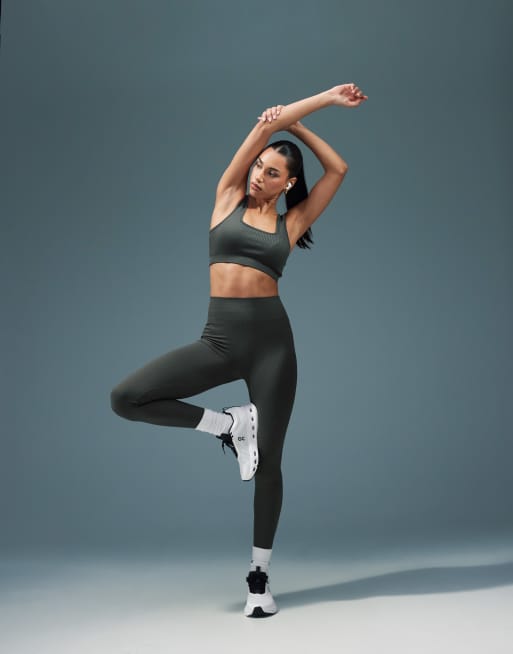 4505 - Icon - Legging de sport côtelé sans coutures à taille haute - Vert mousse 