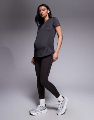 Icon - Legging de yoga de grossesse doux à taille haute - Chocolat foncé-Brown 48