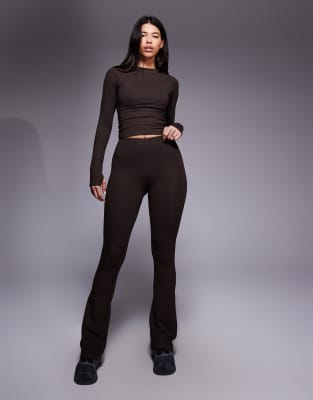 4505 - Icon - Legging de yoga slim en tissu doux à taille haute - Chocolat-Marron