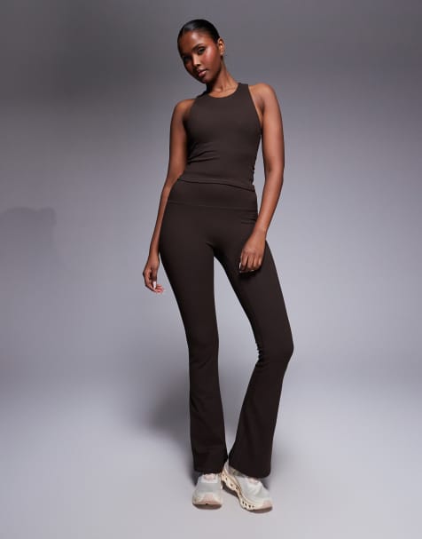 4505 - Icon - Leggings a zampa da yoga a vita alta slim color cioccolato morbidi al tatto - view 1