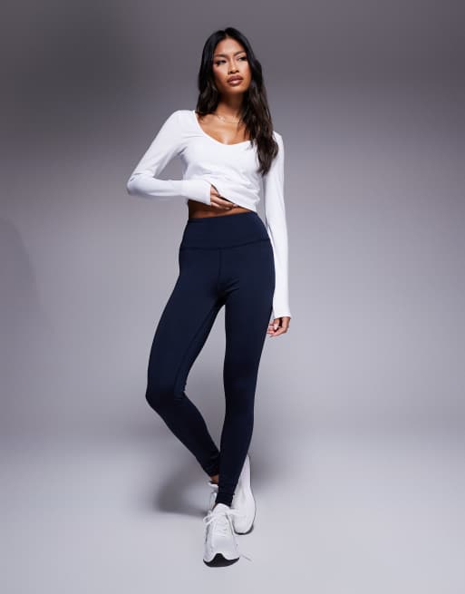 4505 - Icon - Leggings da palestra a vita alta blu navy con retro modellante 