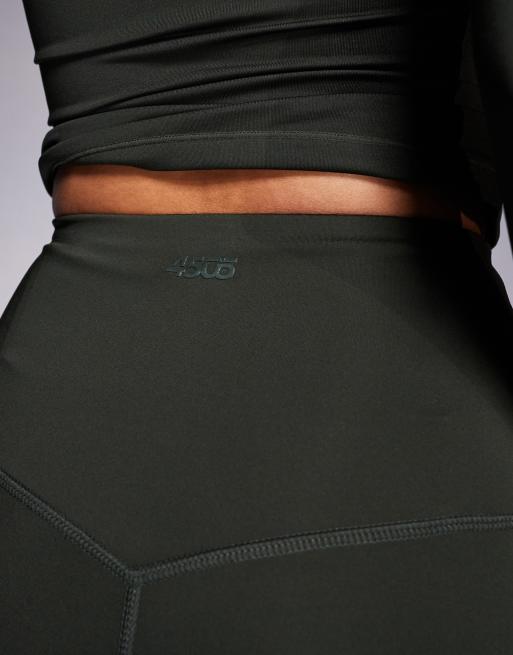 4505 - Icon - Leggings da palestra kaki scuro con tasca interna modellanti sul retro, 5 di 5
