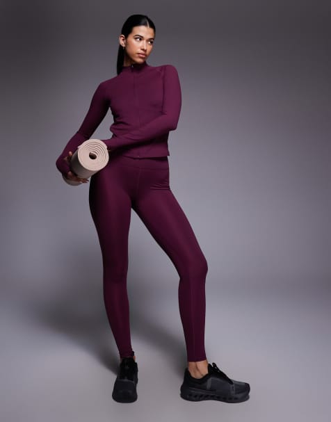 4505 - Icon - Leggings da yoga morbidi al tatto bordeaux a vita alta - view 1