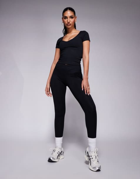 4505 - Icon - Leggings da yoga neri morbidi al tatto con vita avvolgente - view 1