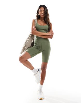 4505 - Icon - Leggings-Shorts in Khaki, 20 cm Schrittlänge-Grün