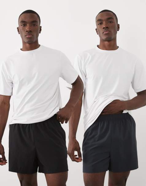 4505 - Icon - Lot de 2 shorts de sport 13 cm à séchage rapide avec poches zippées - Noir et bleu marine foncé - view 1