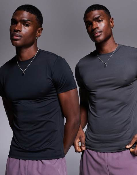 4505 - Icon - Lot de 2 t-shirts de sport moulants à séchage rapide - Noir/anthracite - view 1