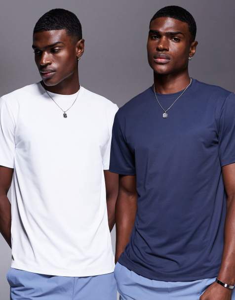 4505 – Icon – Marinblå och vit tränings-t-shirt i snabbtorkande material, 2-pack - view 1
