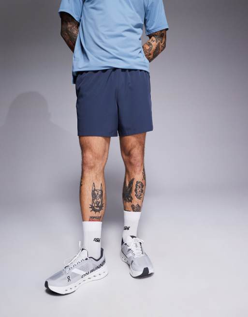 4505 – Icon – Marinblå, snabbtorkande träningsshorts med dragkedjefickor och 13 cm benlängd, 5 av 5
