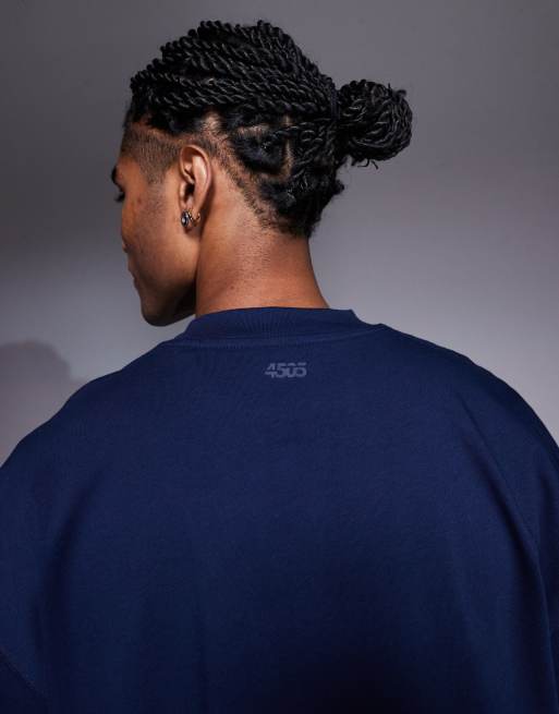 4505 – Icon – Marinblå t-shirt i kraftig bomull och oversize med snabbtorkande finish, 2 av 4
