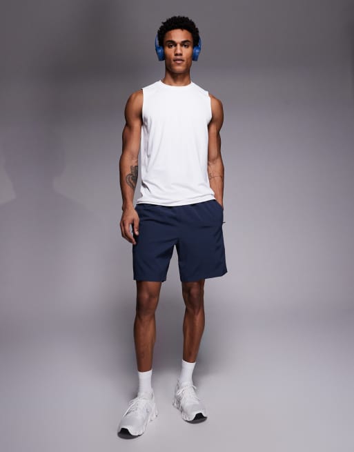 4505 - Icon - Marineblå hurtigttørrende træningsshorts på 18 cm med lynlåslommer, 2 af 5