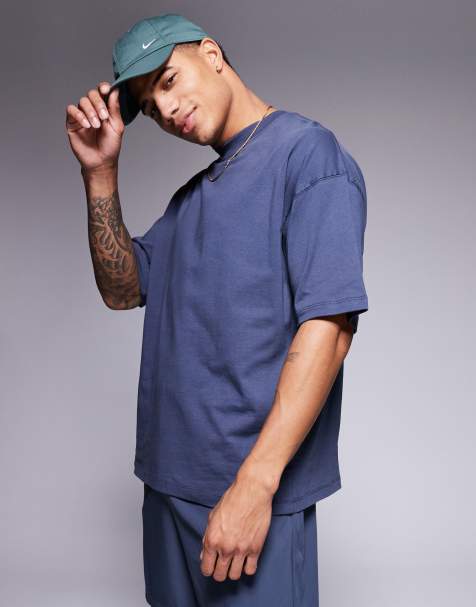 4505 - Icon - Marineblå oversized T-shirt i bomuld med hurtigttørrende finish - view 1
