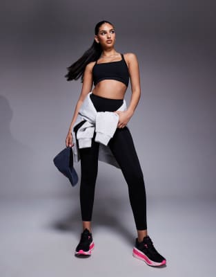 Shop 4505 Icon Medium Support Square Neck Sports Bra With Adjustable Straps In Black