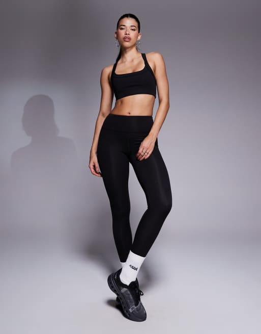 4505 Icon medium support square neck sports bra with adjustable straps in black, 3 of 4