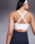 [ASOS] 4505 Icon medium support square neck sports bra with adjustable straps in white 4 White