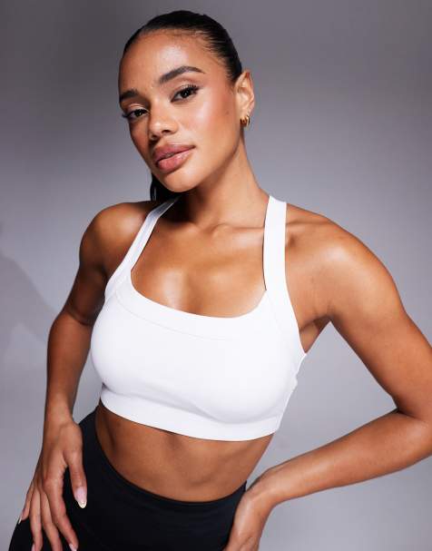 4505 Icon medium support square neck sports bra with adjustable straps in white - view 1