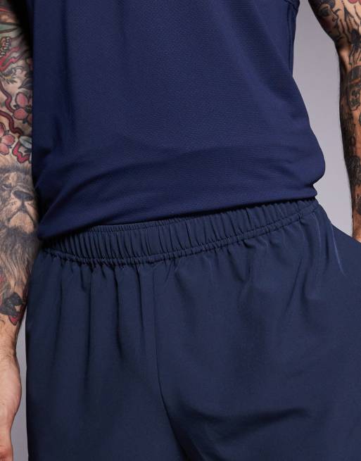 4505 - Icon - Mørk marineblå hurtigttørrende 8-cm-løbeshorts med telefonlomme bagpå, 4 af 5