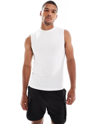 4505 4505 Icon muscle fit training tank with quick dry in white