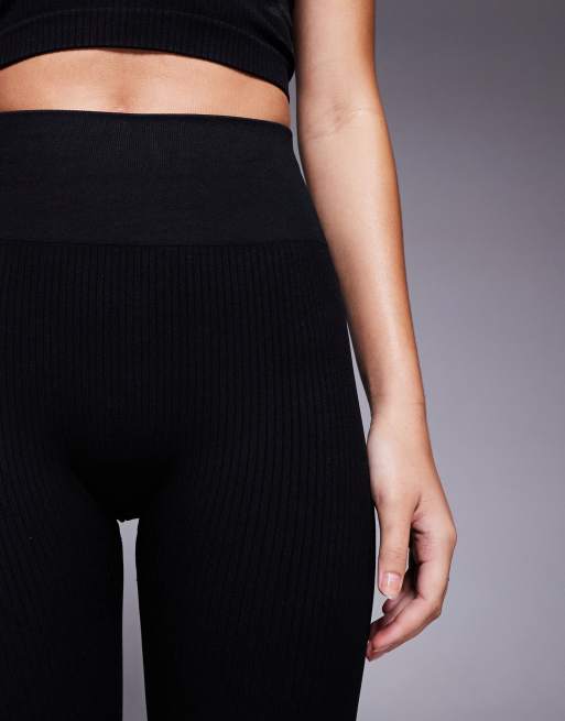 4505 - Icon - Naadloze geribbelde fitnesslegging in zwart , 3 van 5