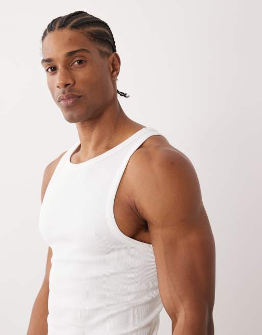 4505 – Icon – Nahtloses, geripptes Slim Fit Trägershirt in Weiß, 4 von 5