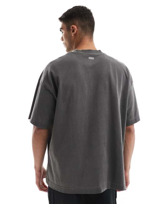 4505 – Icon – Oversize-T-Shirt aus schwerer Baumwolle in Schwarz mit schnell trocknendem Finish, 3 von 4