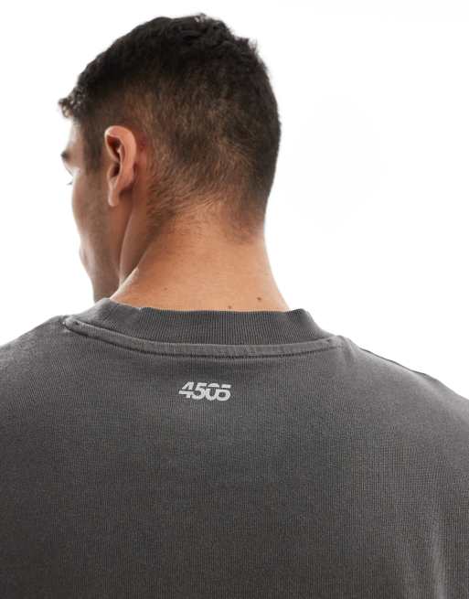 4505 – Icon – Oversize-T-Shirt aus schwerer Baumwolle in Schwarz mit schnell trocknendem Finish, 4 von 4
