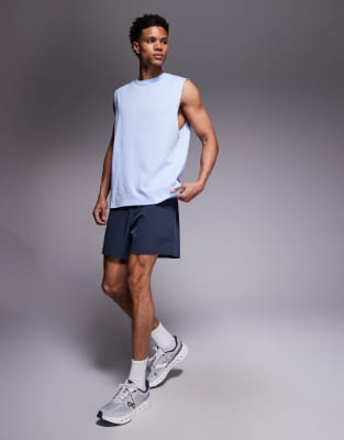 4505 Icon Oversized Cotton Pump Training Tank Top With Quick Dry Finish In Blue