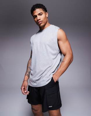 4505 Icon Oversized Cotton Pump Training Tank With Quick Dry Finish In Gray